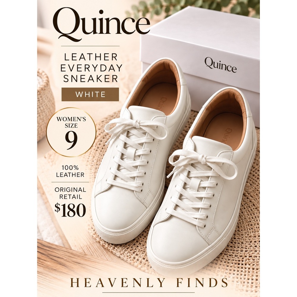 Quince Leather Everyday Sneakers White Womens 9 Calfskin Low Top NIB Minimalist